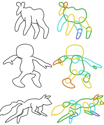 Figure 20: Results on three drawings also used in [Bessmelt- [Bessmelt-sev et al. 2015], except that we removed the hat of the  char-acter