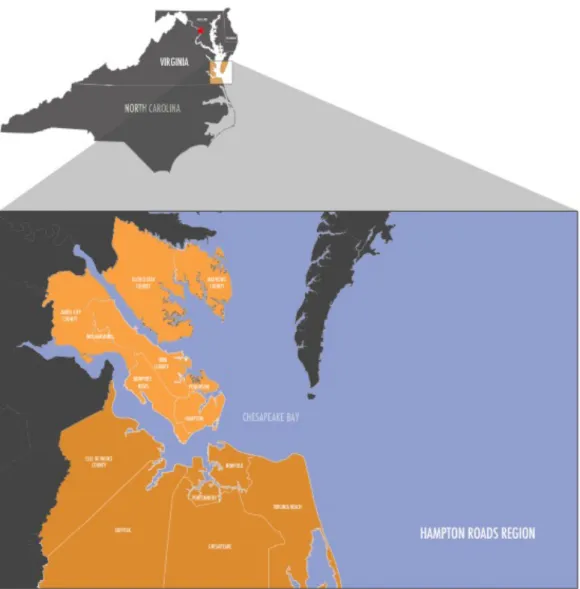 Fig. 3.3 The Hampton Roads region is starkly divided between the north and south sides