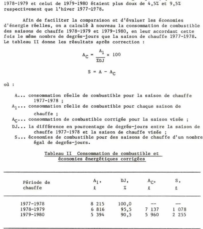 Tableau  I1  Consommation  de  combustible  et 