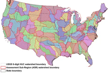 Fig. 1 ASR and USGS eight-digit HUC watershed boundaries of the U.S.