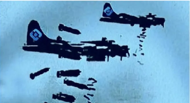 Figure 3: The “carpet blocking” operation — Nazi Germany planes with the logo of RKN. 