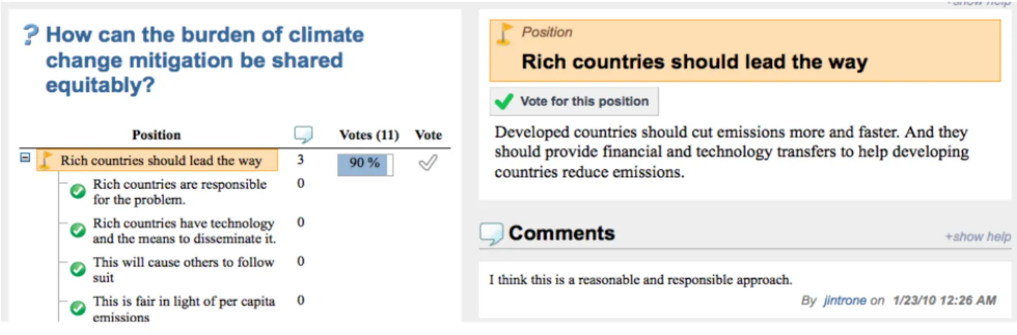Figure 3: The Climate CoLab Debate Interface 