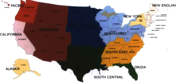 Figure 5.2  Regional  aggregation  in the USREP  model  (Rausch  et al.,  2009)