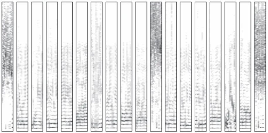 Figure 1.6 Dictionaries were learned from speech data of a given speaker. Shown are the dictionaries learned for 18 of the 40 states