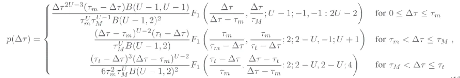 Fig. 4. Mean value and quantiles of the delay spread and the dynamic range versus destination distance d 0 (lines: predicted, markers: experimental).