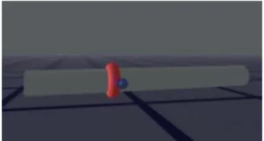 Figure 4: This 3D widget is a slider which is made up  of a ring sliding along a bar. Here the ring is selected  and we can see a small pointer in front of the ring that a  user can manipulate to move the ring