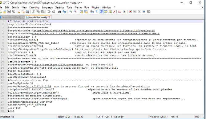 Figure 13 : Fichier de configuration du programme 