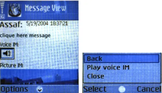 Figure  2-8:  The  Message  Detail  Screen  presents  all  components  appearing  in  a  given Clique  Here  message  (image,  audio,  or  text).