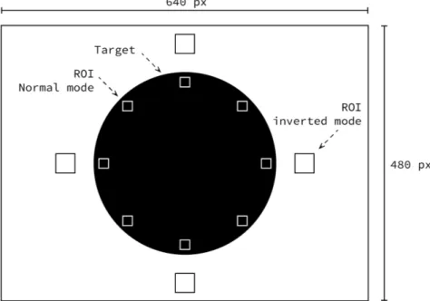 Figure 11: The final image processing was based on the tracking of ROIs. Their placement showed in this figure is an example