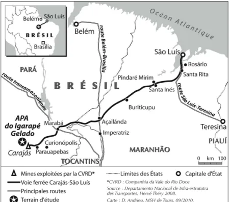 Fig. 1   Localisation de l’APA do Igarapé Gelado, au sud-est de l’Etat du Pará. 