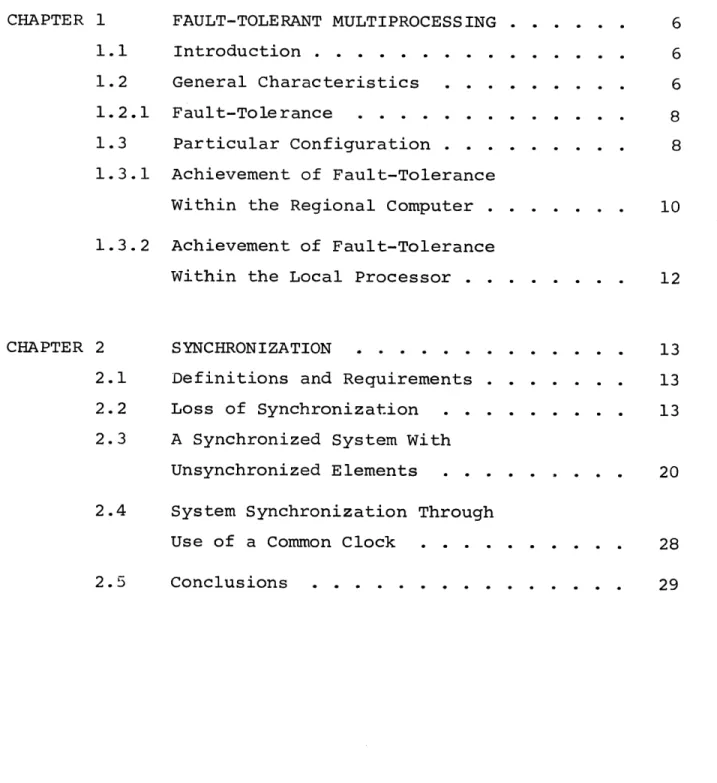 TABLE  OF  CONTENTS Page CHAPTER  1 1.1 1.2 1.2.1 1.3 1.3.1 FAULT-TOLERANT MULTIPROCESSINGIntroduction .......