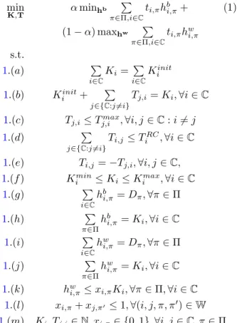 Figure 2 – Affectation des VS aux DP Remarque 1 Le nombre de VS de CS i allou´ es `a DP π (not´ es h i,π ) est li´ e ` a la s´ equence d’occurrence des accidents