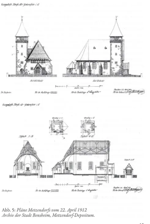 Abb. 5:  Pläne Metzendorfs vom 22. April 1912  Archiv der Stadt  Bensheim, MetzendorfDepositum 