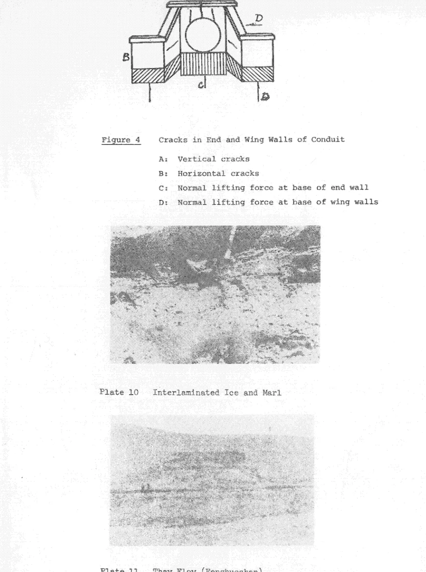 Figure 4 Cracks in End and Wing Walls of Conduit A: Vertical cracks