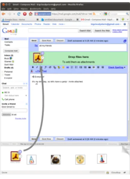 Figure 1: First, the user drags images from a Google search into Cloudtop.