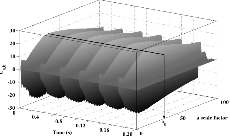Fig. 1. Example of continuous wavelet transform result with Haar mother wavelet from V EMG signal plotted in the figure 2a
