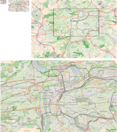 Fig. 12. Scale abstraction (cartographic generalization) in OpenStreetMap.