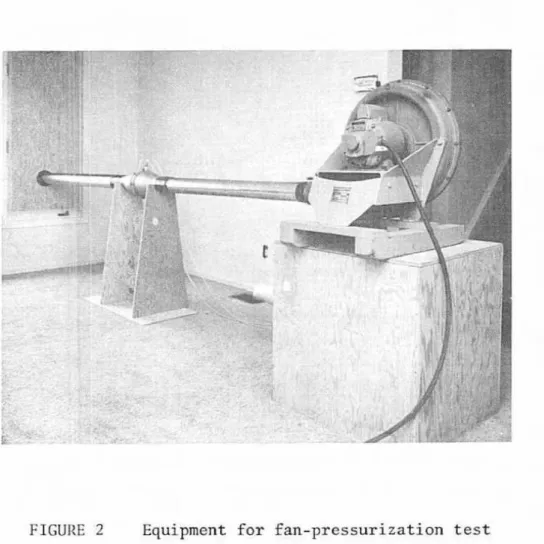 FIGURE  2  Equipment  for  fan-pressurization  t e s t  