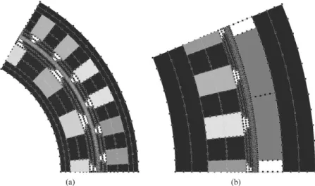 Fig. 2. Drawings of the geometries of some examples of motor types considered: (a) synchronous and (b) permanent magnets synchronous.