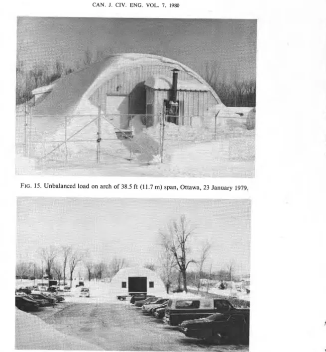 FIG. 15. Unbalanced load on arch of 38.5 ft  (11.7 m) span, Ottawa, 23 January  1979. 