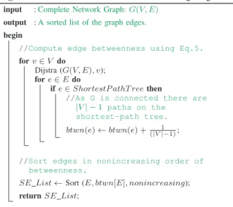 Figure 3: Edge (5, 6) has the highest weight as all the shortest paths to vertices 6 and 7 have to pass through it
