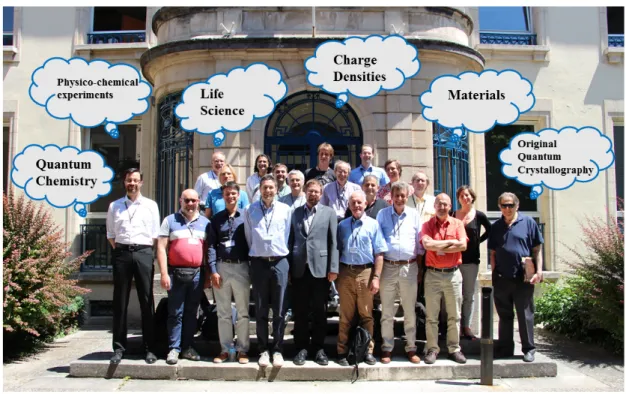 Figure 1. The participants at the CECAM Discussion Meeting in Nancy (and co-authors of this  paper) with a selection of the fields that they represent