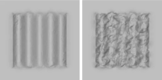 Fig. 7. Examples for reconstructed surfaces for a synthetic dataset. Left: our method.