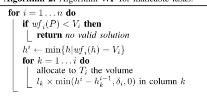 Figure 3. Allocation of task T i . The last two columns T i is saturated, whereas in the columns from left i to right i is unsaturated.