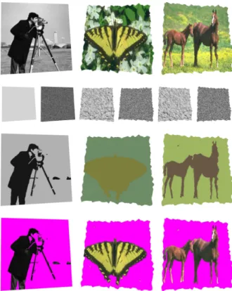 Figure 4: Segmentation results on meshes in the two-region seg- seg-mentation on three different examples