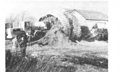 Figure  15.  Port  Elgin  silo,  condition  of  staves  in  collapsed  silo, showing  deterioration from acid  attack