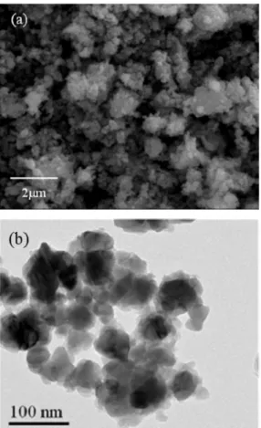 Fig. 4. (a) SEM and (b) TEM micrographs of Cu 2 ZnSnS 4 nanoparticles.