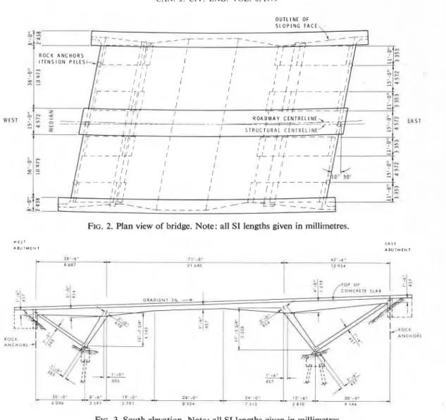 FIG.  2.  Plan view  of bridge. Note: all SI lengths given in millimetres. 