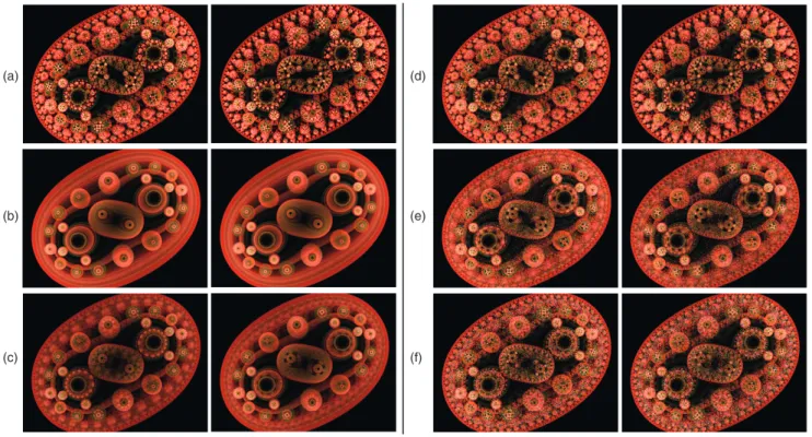 Fig. 10. (a) Original frames of the fractal sequence, which repeat every P ¼ 25 ms. (b) Frames captured by a normal 25 fps camera