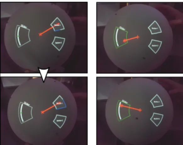 Figure 9. A radial hierarchical menu and a slider in the control panel.