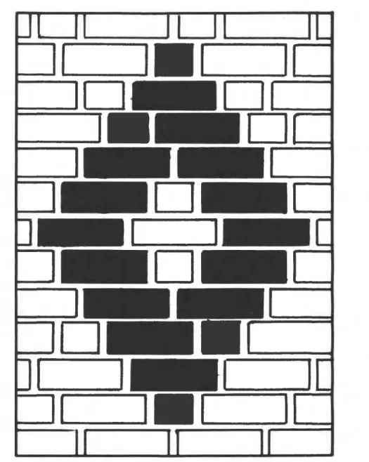 Fig.  2  Diamond  pattern  formed  by  the  sloping  lines  made  by  o f f s e t t i n g   bricks  of  successive  courses