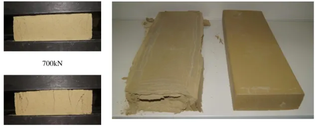 Figure 1: a) Cracking on the block b) Block before and after the test 