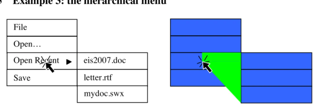 Fig. 12: the Display View and Picking View of a deployed hierarchical menu. 