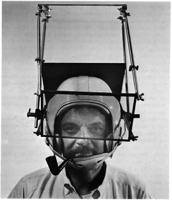 Fig.  XXVI-2. Front view  of  the  device.  The  half-silvered  mirror is  in  place  before  the  observer's  eyes.