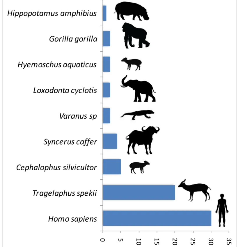 Figure 2. Number of blood meals identified using the shorter PCR system of Boessenkool et al