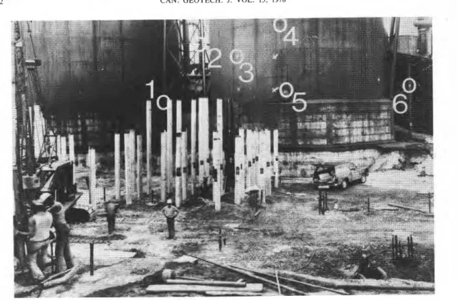 FIG.  7.  Control  points  (numbers  1  to  6 )   and  targets  (Photo by M. C. van  Wijk,  Division  of  Physics,  NRCC.)  after  it  was  driven