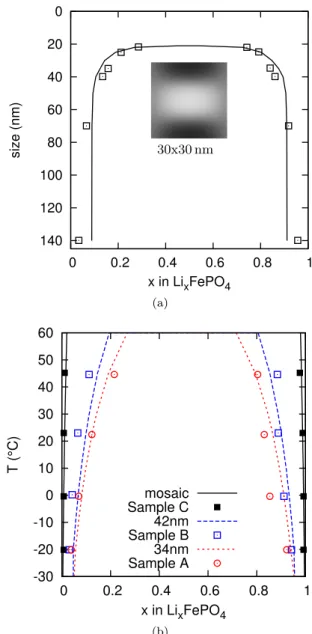 FIG. 2: Comparison of simulated and experimental microstructures in Li .5 FePO 4 . See Fig