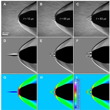 Figure 3 shows the neutral air density measured by the wavefront  sensor and the schlieren image of the flow field around the body 