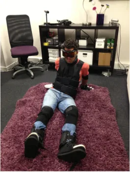 Figure 3: A participant during the training phase of a fall scenario (Bouakaz et al., 2014).