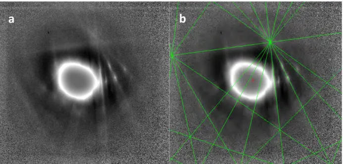 Figure  3  –  Typical diffraction pattern obtained on spheroidal graphite with on-axis TKD  (a) and  indexation result with the software ESPRIT 2 (b)