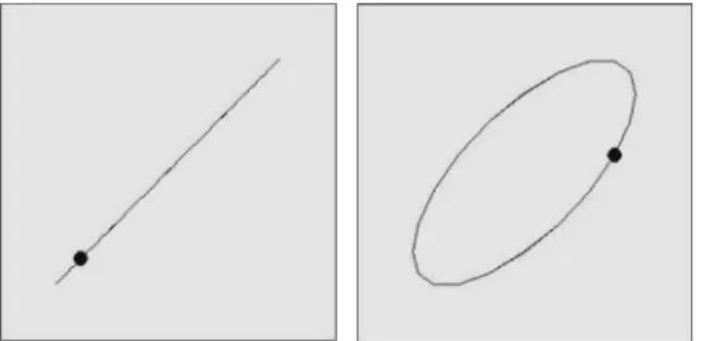 Fig. 1. Snapshots of the graphic shapes with a 0° (left panel) and 45° (right panel) phase di ﬀ erence between the oscillations in the horizontal and vertical directions