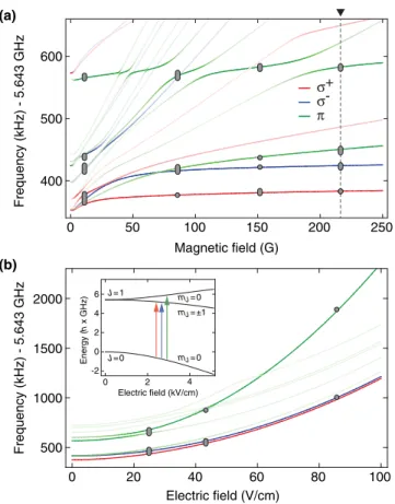 Figure 4 demonstrates that mixing of nuclear spins within the first rotationally excited state can serve as a bridge to coherently manipulate hyperfine states within the rotational ground state of 23 Na 40 K