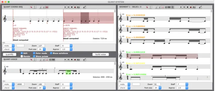 Figure 5. Screenshot of the transcription system’s user interface in OpenMusic
