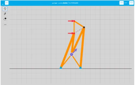 Figure 3-1: This depicts the user’s workspace while designing a truss structure us- us-ing the previous implementation of the optimized analysis tool of Tacit without the integrated collaboration features