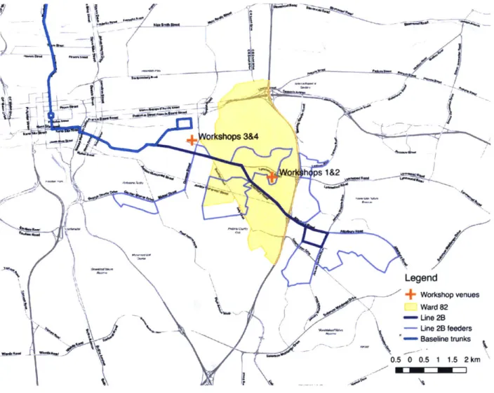 Figure 8: Map of workshop venues and Ward 82