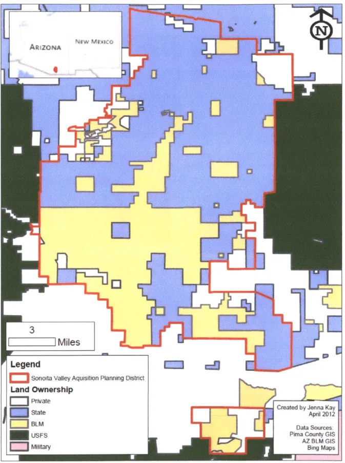 Figure 4:  Map of land ownership  in the  Sonoita Valley.